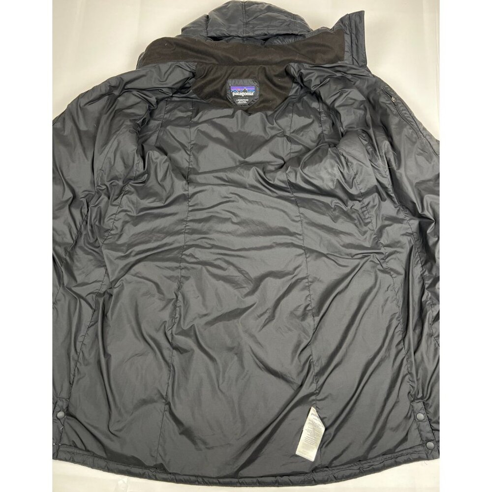 Patagonia Women’s Large Silent Down Parka Long Puffer Hooded Coat Black - Picture 10 of 14